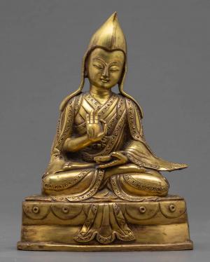 Tsongkhapa Traditional Handcrafted Statue | Buddhist Decorations | Tibetan Master's Beautiful Sculpture | Housewarming Gift Ideas